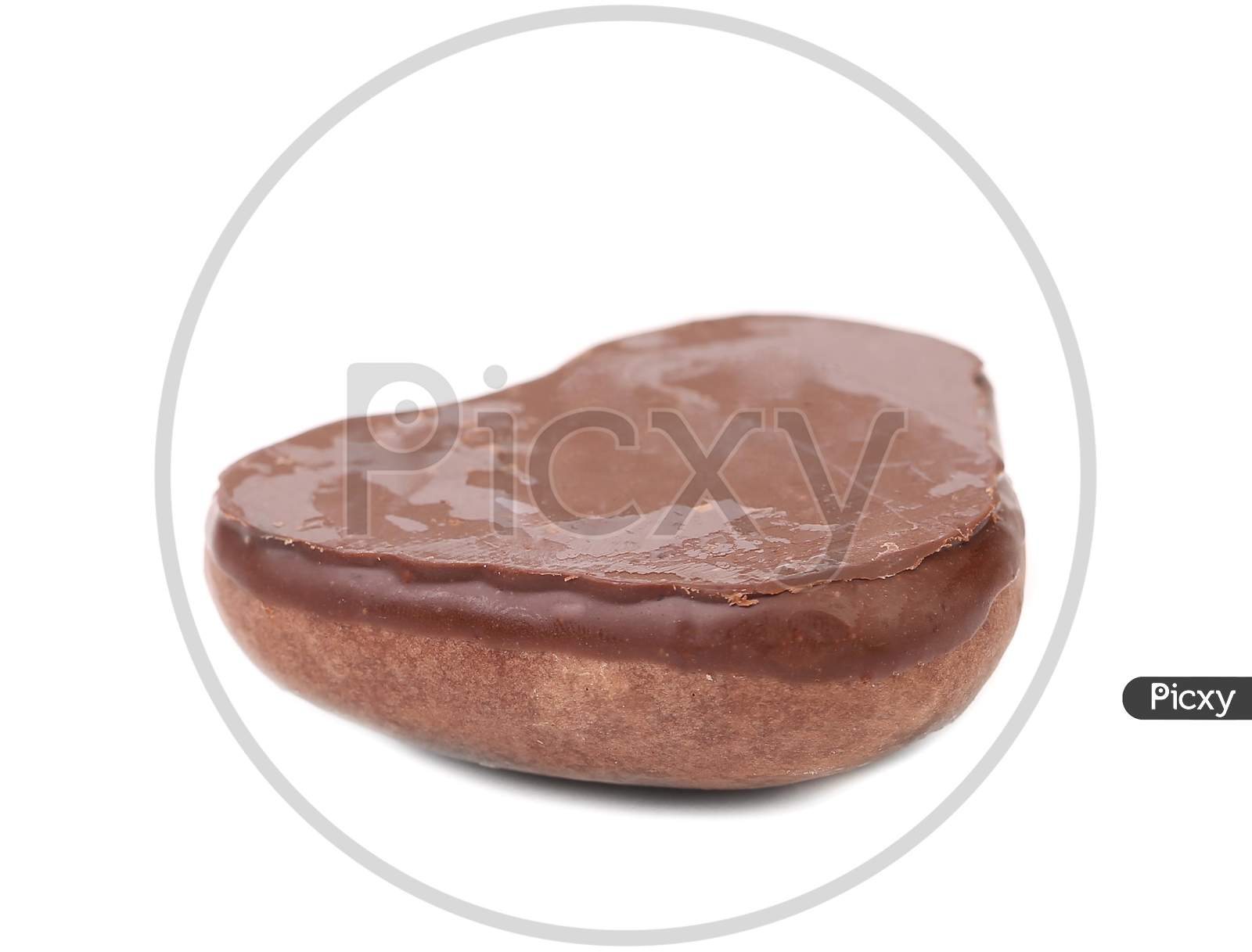 Kiss Cookie With Chocolate. Isolated On A White Background.