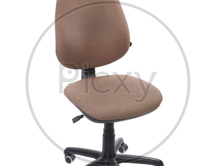 Beige Color Office Chair. Isolated On A White Background.
