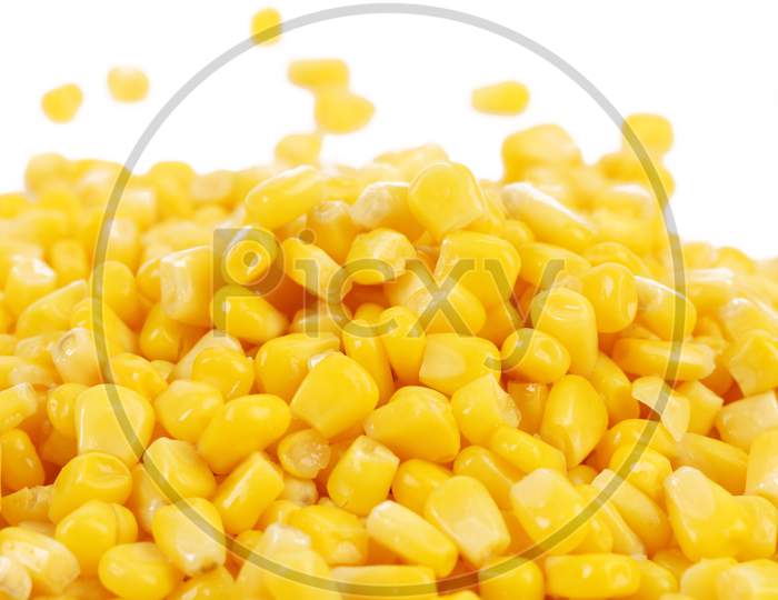 Tasty Yellow Grains Of Corn. Whole Background.