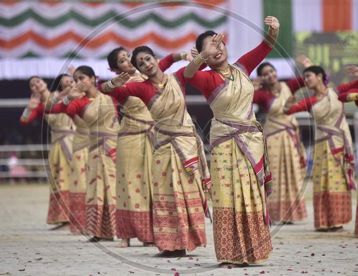 Traditional bihu dance During Republic Day Celebrations  in Assam