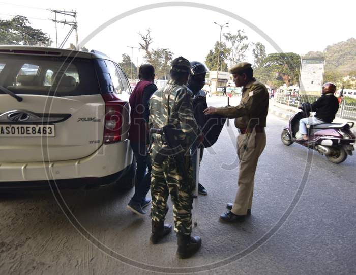 Police Personnel Checking Vehicles As a Part of Tight Security for Republic day in Guwahati