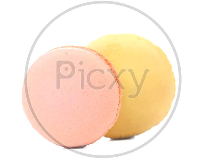 Two Various Macarons. Isolated On A White Background.
