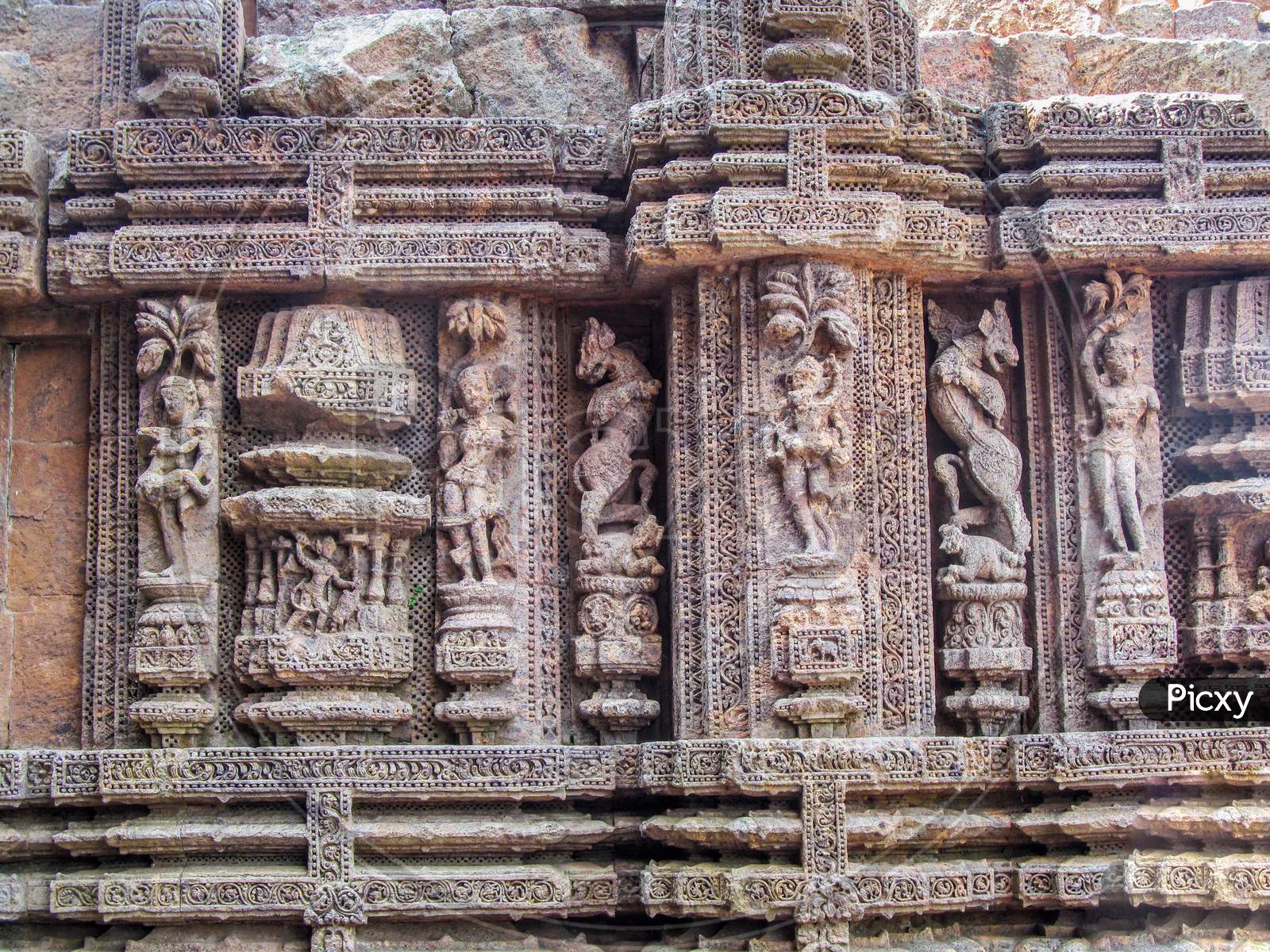 Stone carving at Konark Sun temple