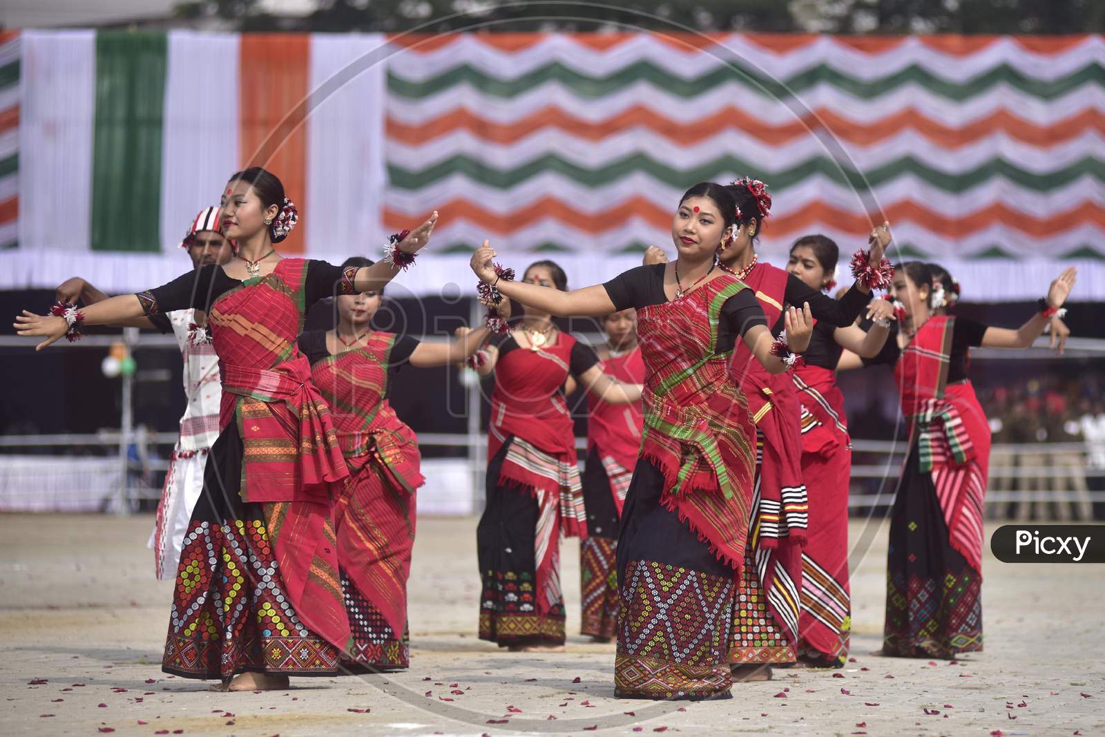 Artist perform Bihu Dance during republic day