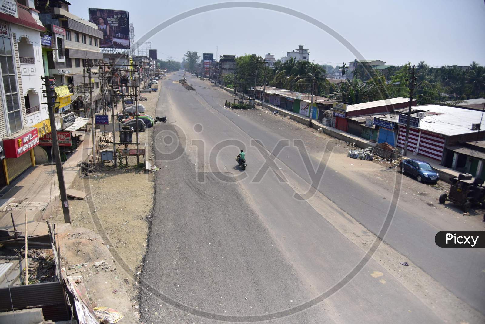 A General View Of Deserted  Road  Is Seen During A Government-Imposed Lockdown As A Preventive Measure Against The Covid-19 Coronavirusin Nagaon District In The Northeastern State Of Assam, India,