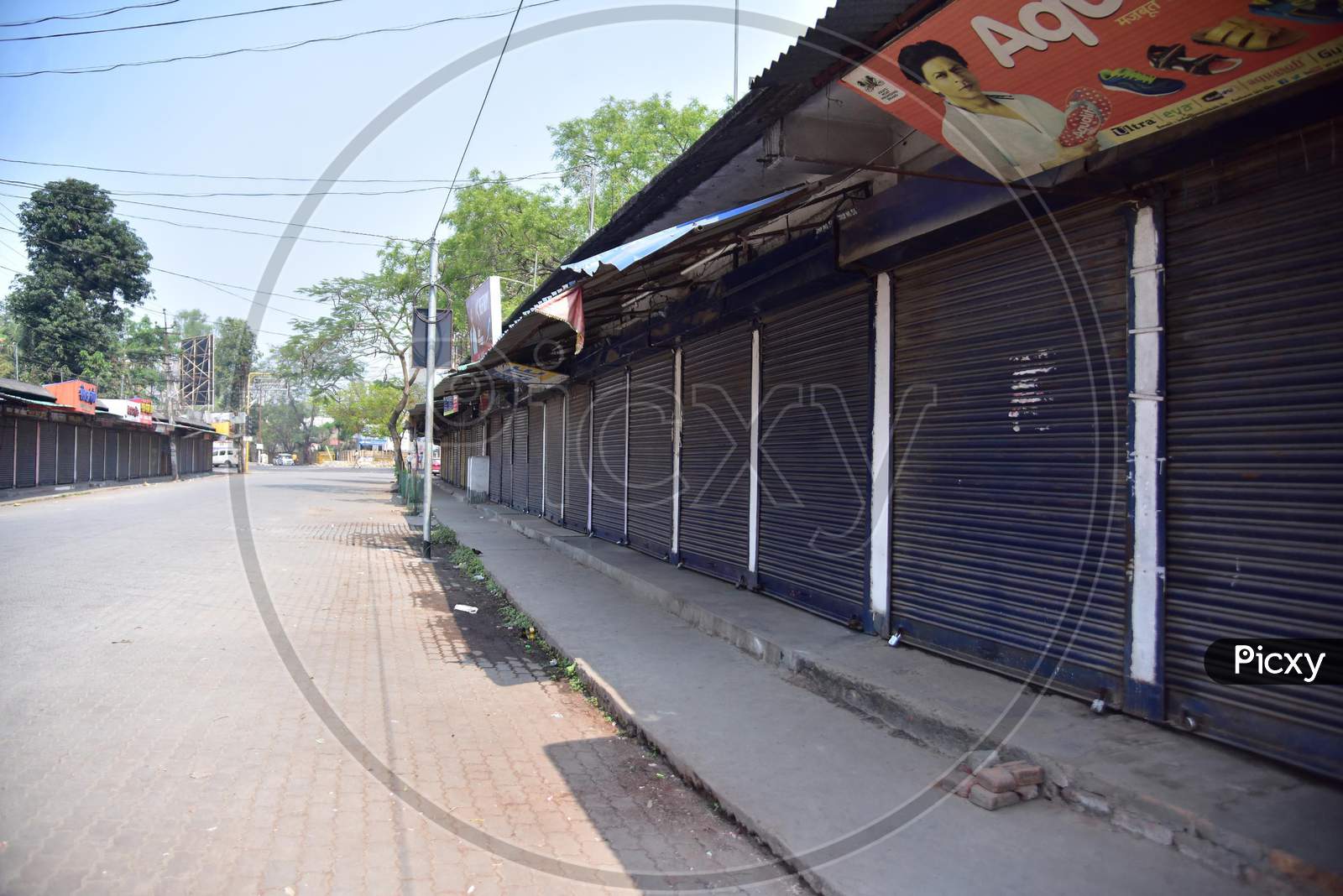 Shops Are Seen Closed  During A Nationwide Lockdown In The Wake Of Coronavirus Pandemic, In Nagaon District Of Assam,India