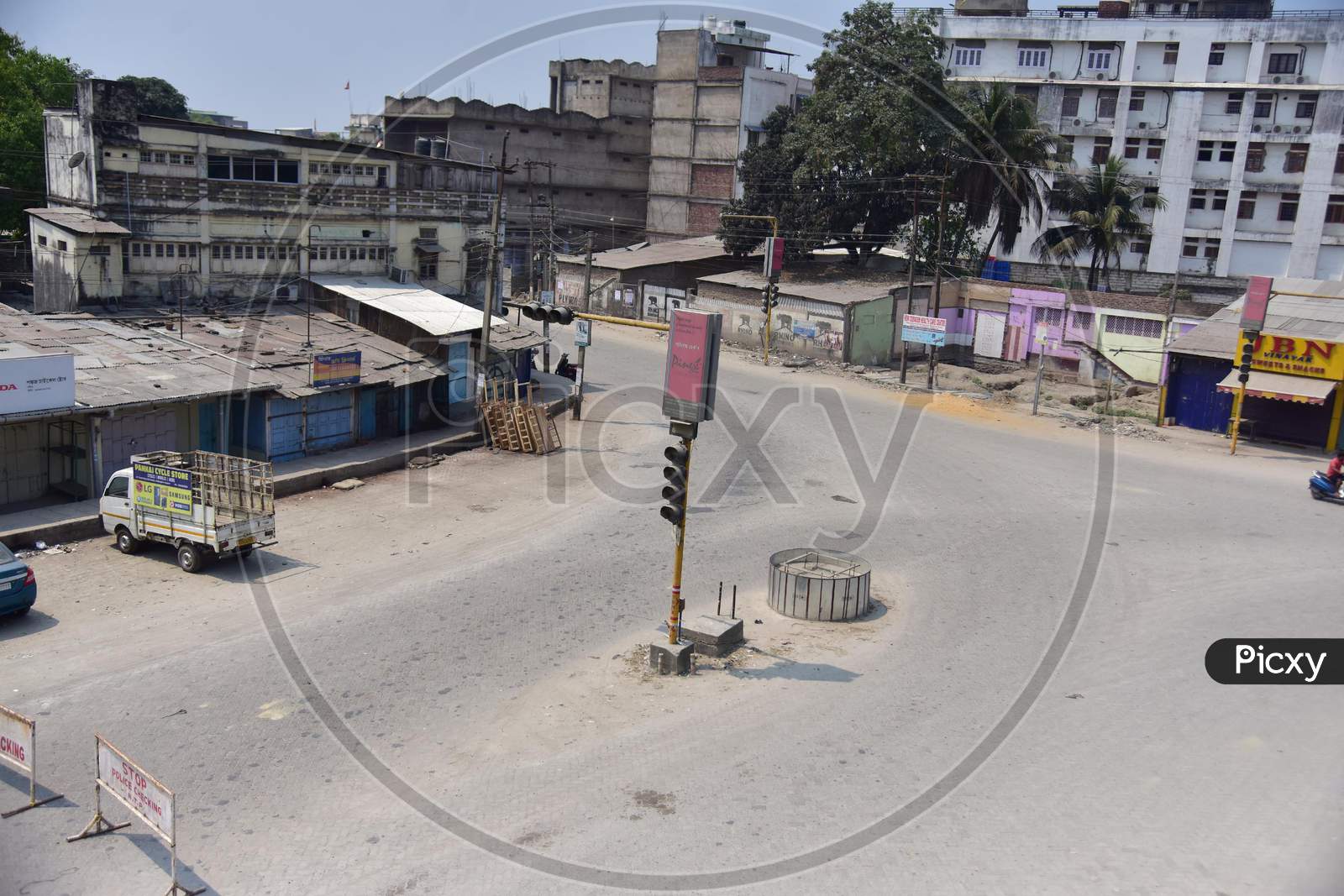 A General View Of Deserted  Road  Is Seen During A Government-Imposed Lockdown As A Preventive Measure Against The Covid-19 Coronavirus, In Nagaon District Of Assam ,India