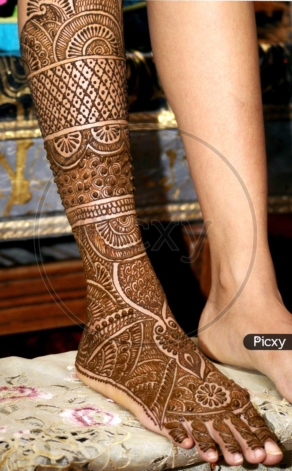 Indian Bridal Henna Tattoo On Foot