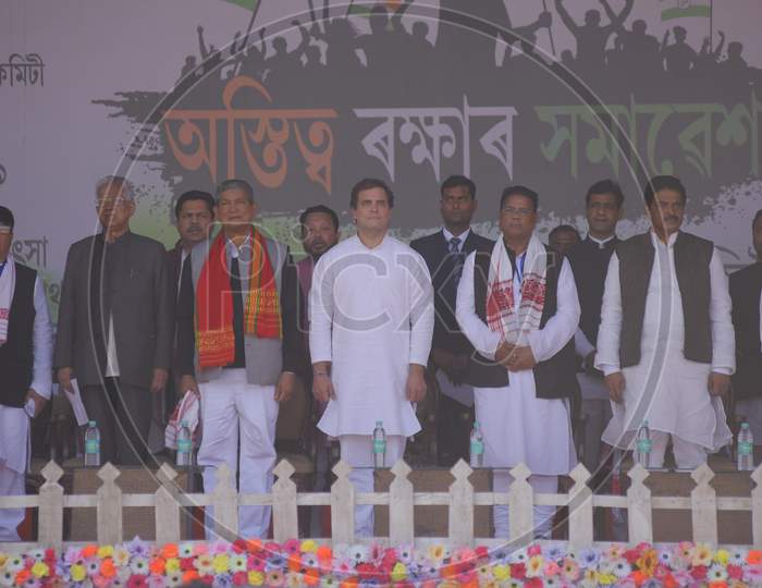 Rahul Gandhi during a protest against a new citizenship lawli in Guwahati