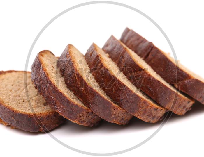 Slices Of Bread Isolated On A White Background.