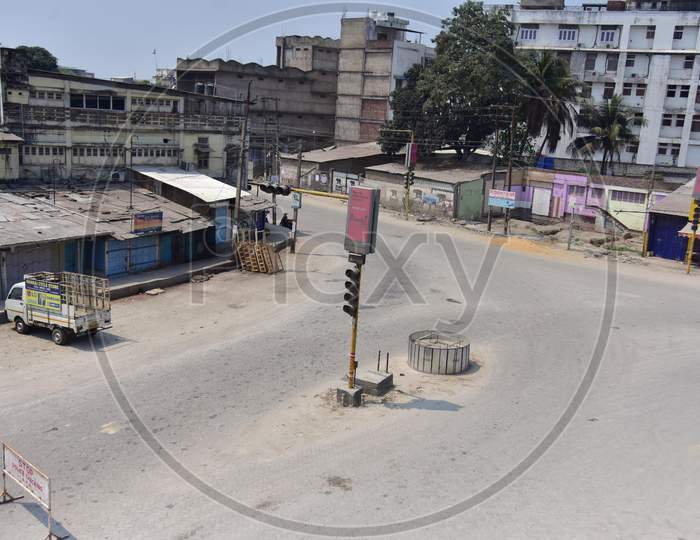A General View Of Deserted  Road  Is Seen During A Government-Imposed Lockdown As A Preventive Measure Against The Covid-19 Coronavirus, In Nagaon District Of Assam ,India