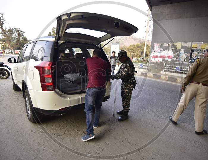 Police Personnel Checking Vehicles As a Part of Tight Security for Republic day in Guwahati