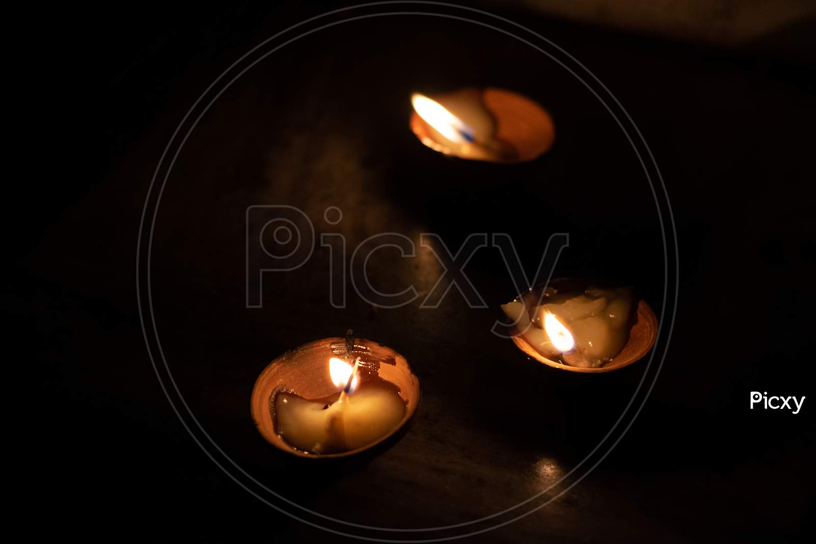 Earthen lamps and candles lit on 5th April to end the "darkness" of COVID-19 corona virus