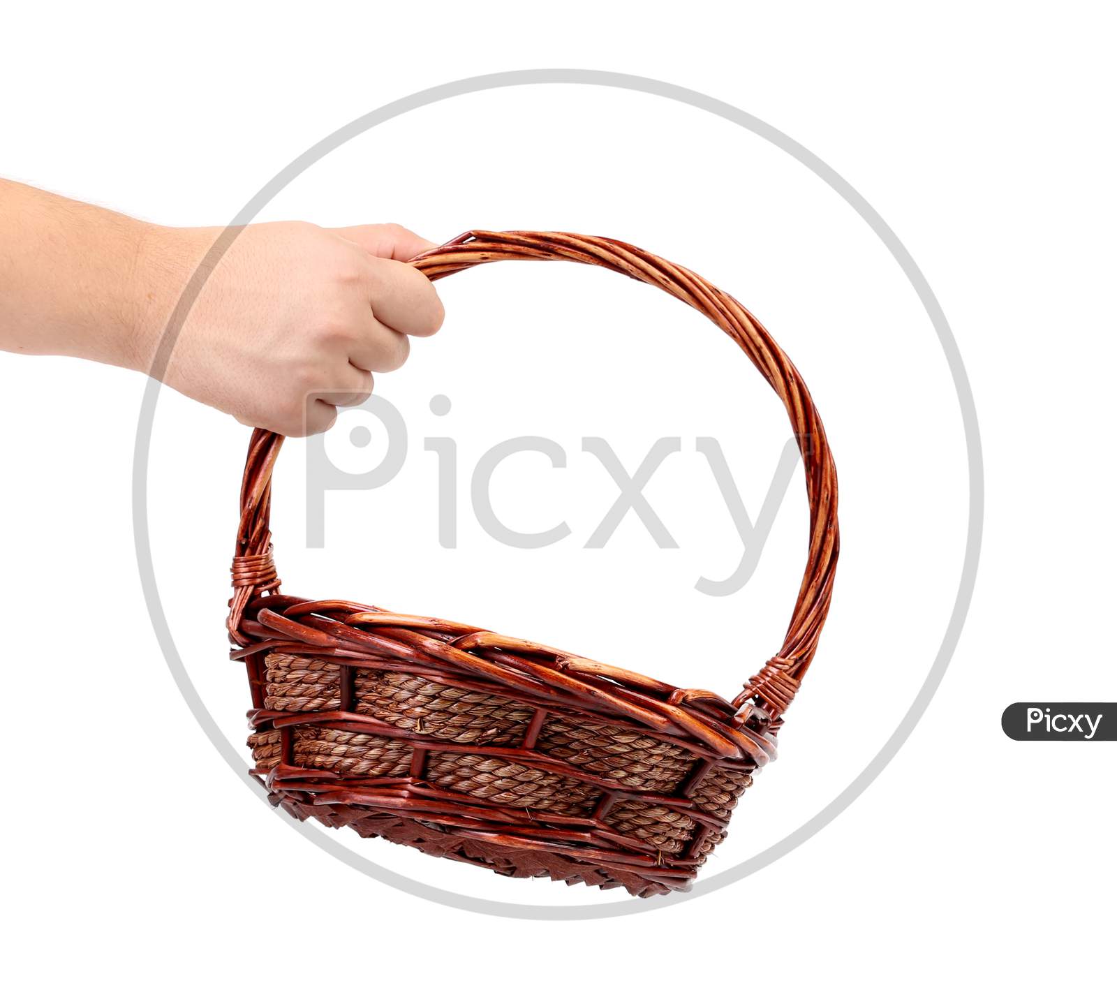 Vintage Weave Wicker Basket. Isolated On A White Background.