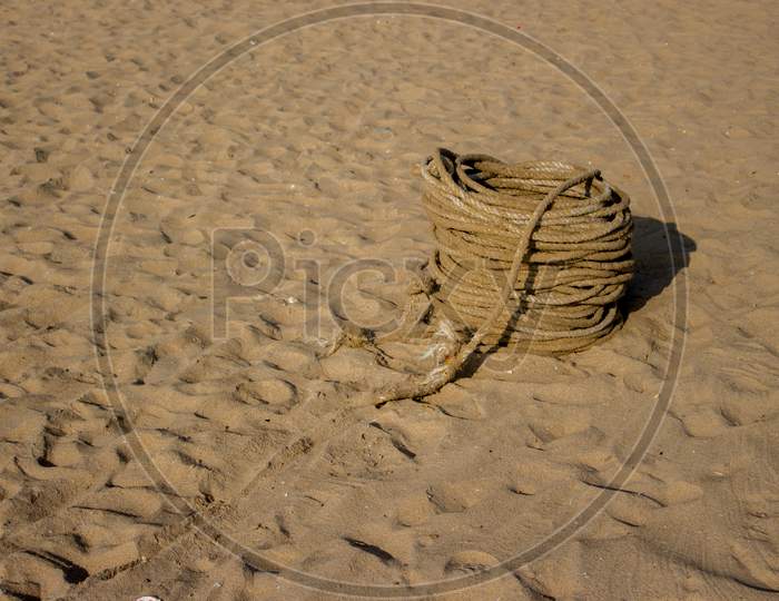 Bunch Of Fishing Rope On Beach Sand - Using Fishing Rope