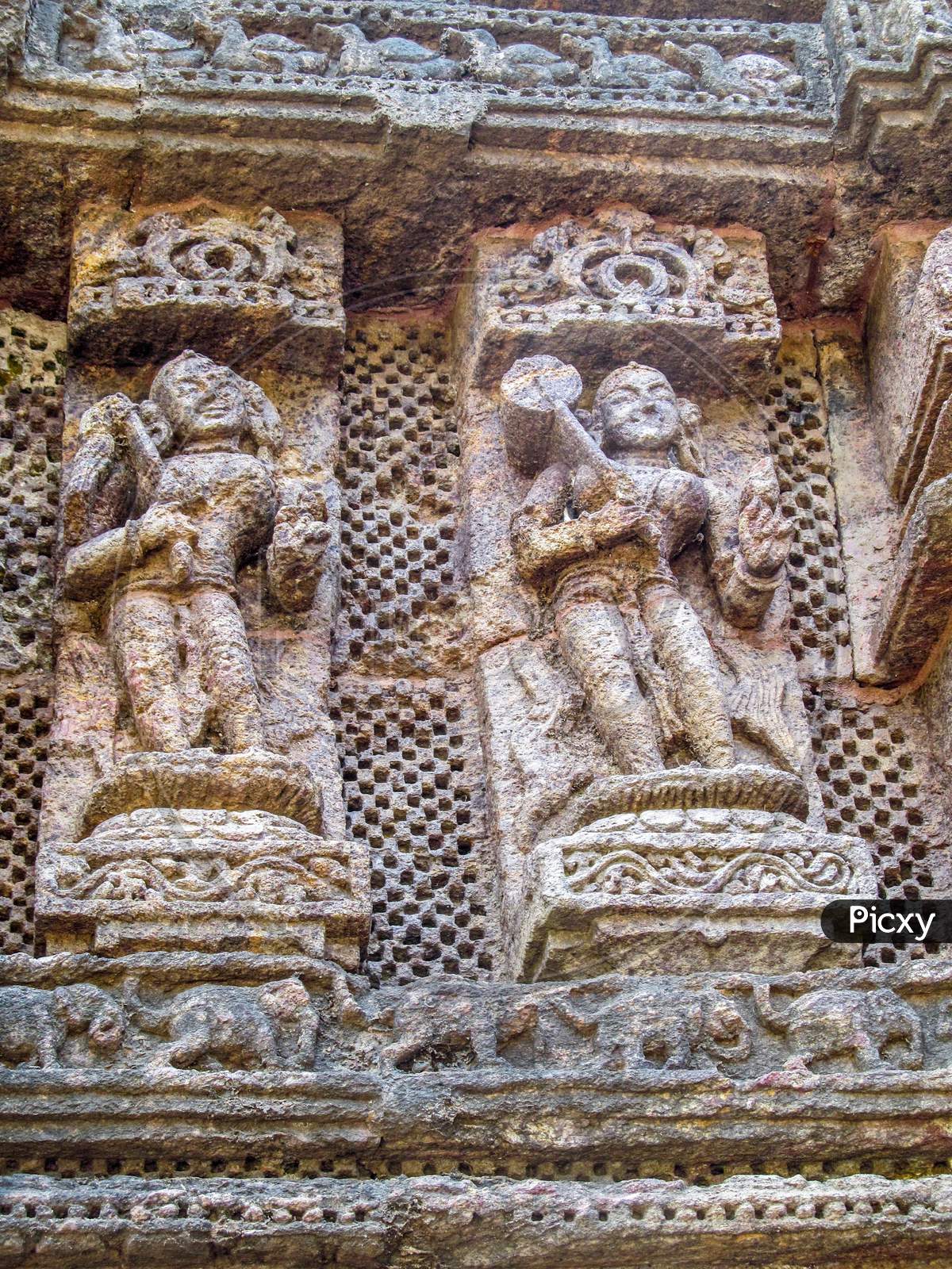 Stone carving at Konark Sun temple