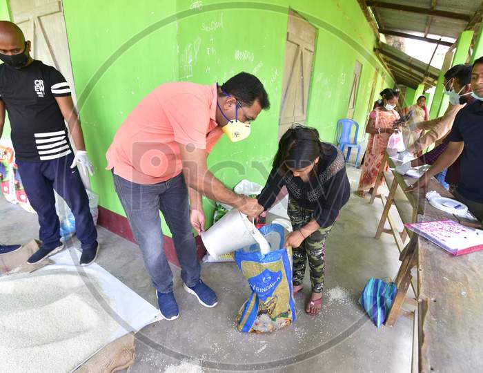 Nagaon Sadar Mla Rupok Sarmah Distribute Ration Among Needy People During A Nationwide Lockdown, Imposed In The Wake Of Coronavirus Pandemic In Nagaon District Of Assam On April 04,2020