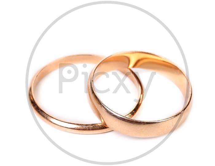 Wedding Rings. Isolated On A White Background.