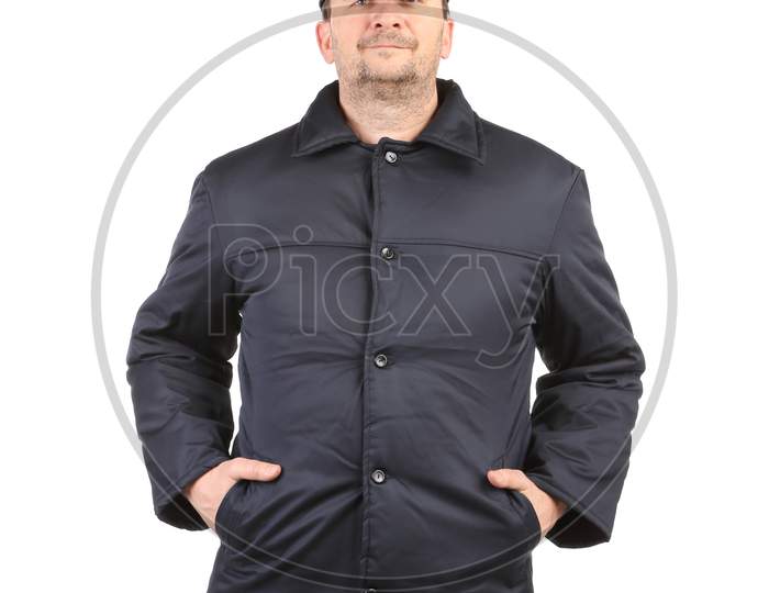 Worker In Winter Workwear. Isolated On A White Background.