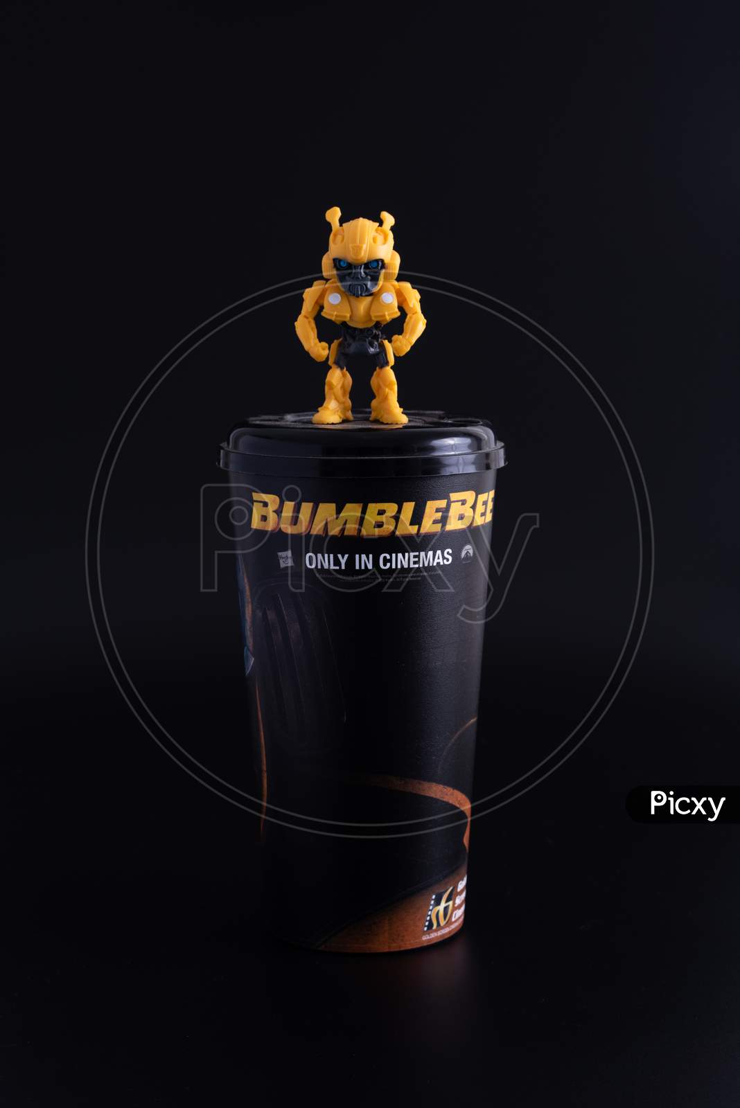 Kuala Lumpur/Malaysia - May 19 2019: Toy Transformers Cup/Tumbler From The Cinema Promotion On The Black Background