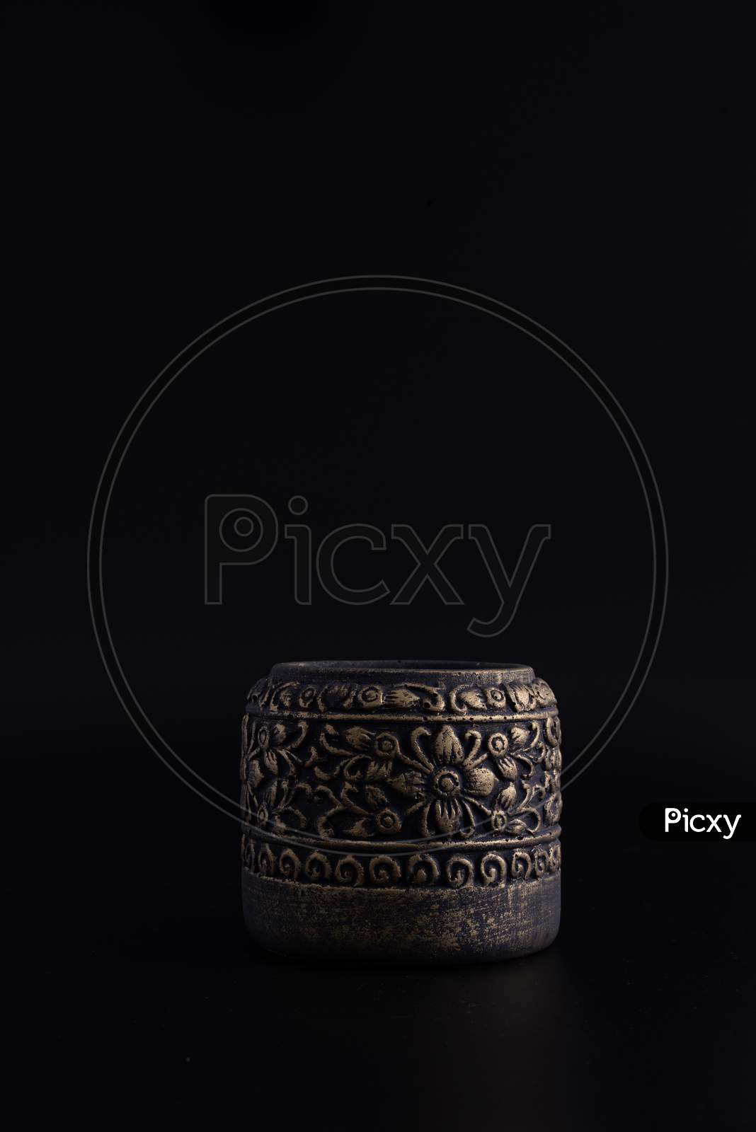 Decorated Greek Vase Isolated On Black Background