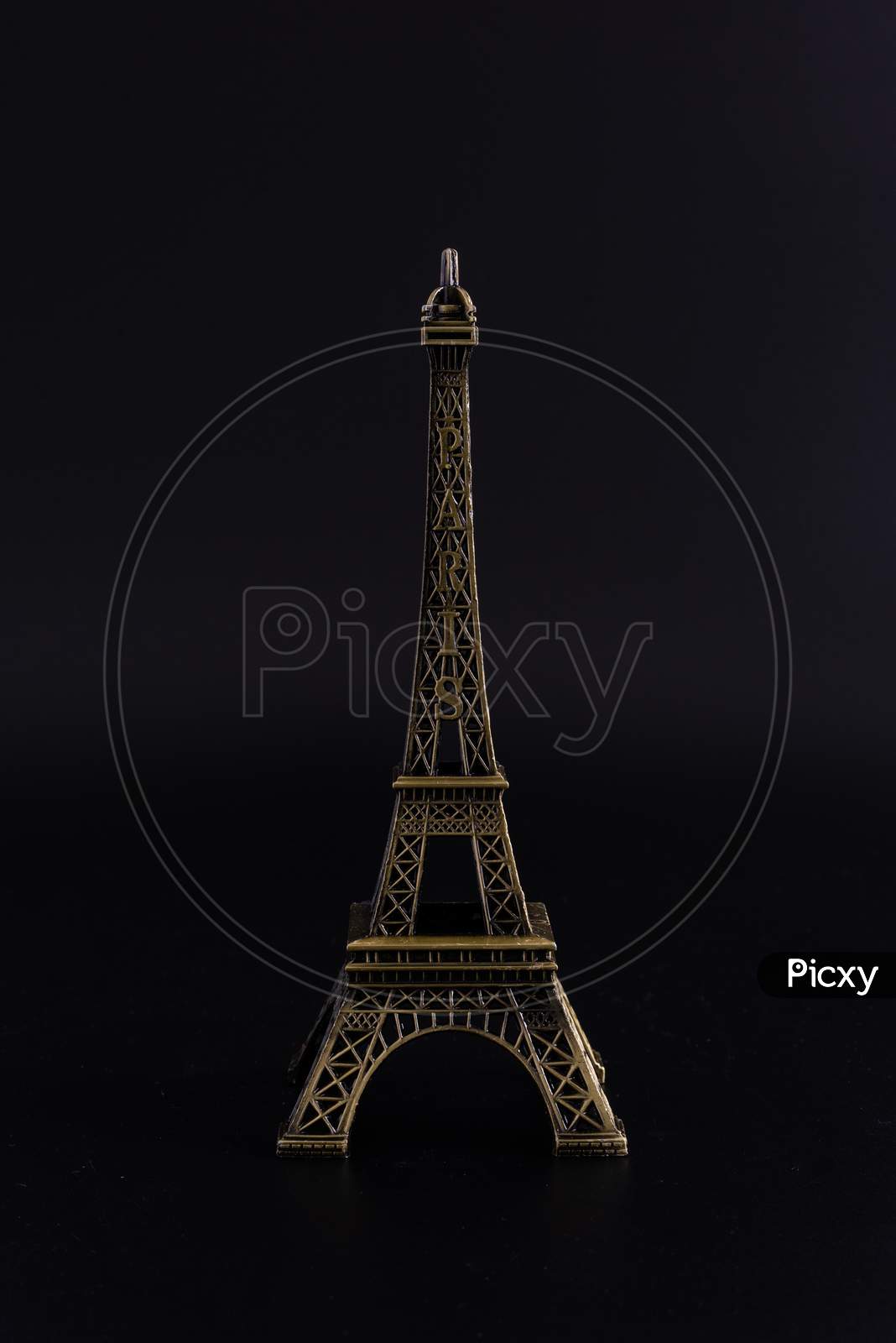Beautiful Stylish Eiffel Tower Of France Europe Model Statue Toys In Black Isolated Background