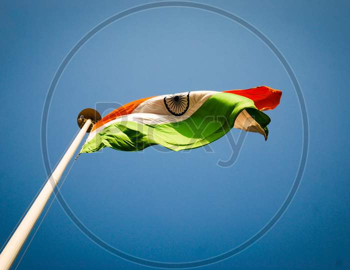 Indian flag flying in the sky