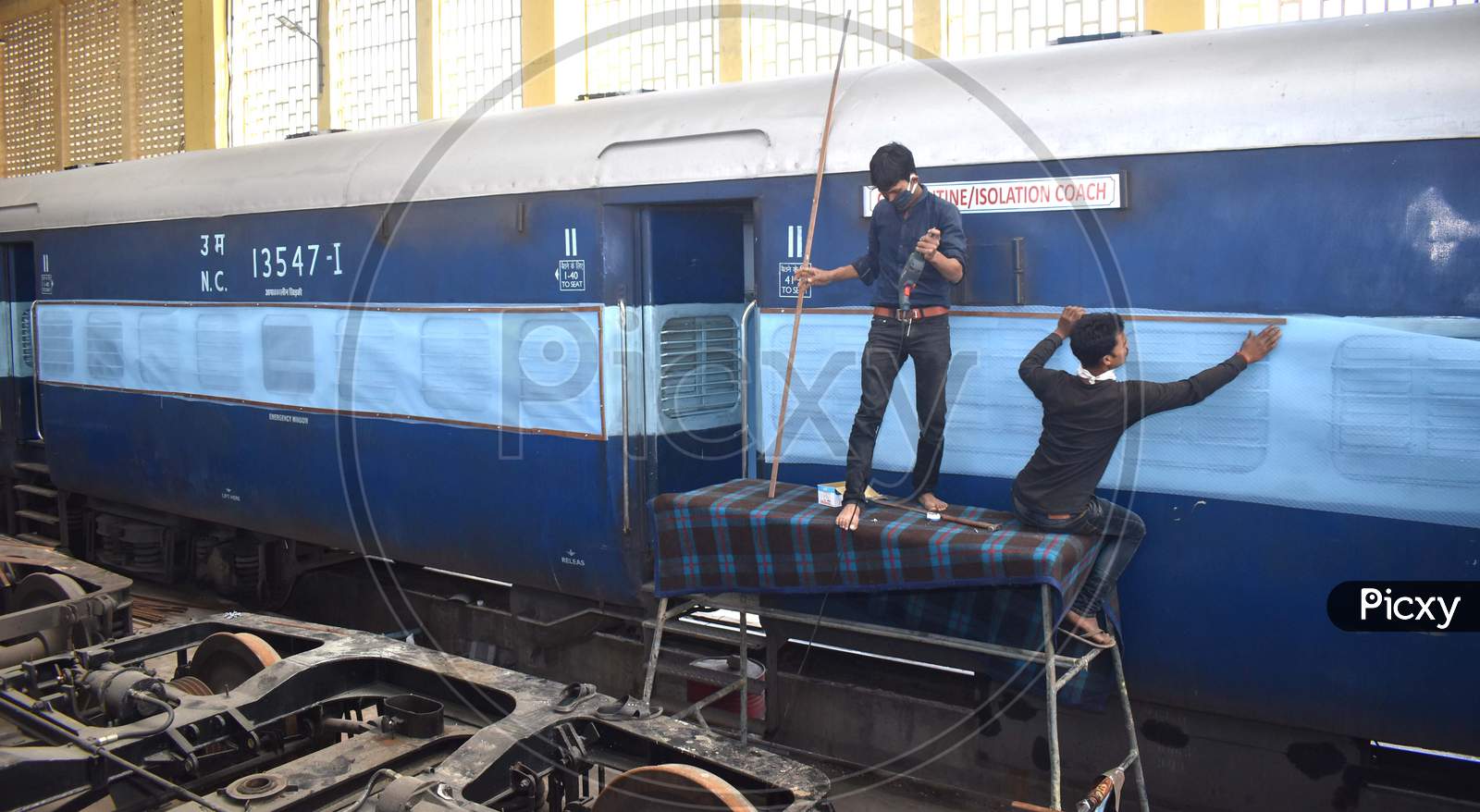 Railway Workers Getting The Train Bogies Ready For Isolation Wards For Corona Virus Or Covid-19 Patients, Prayagraj