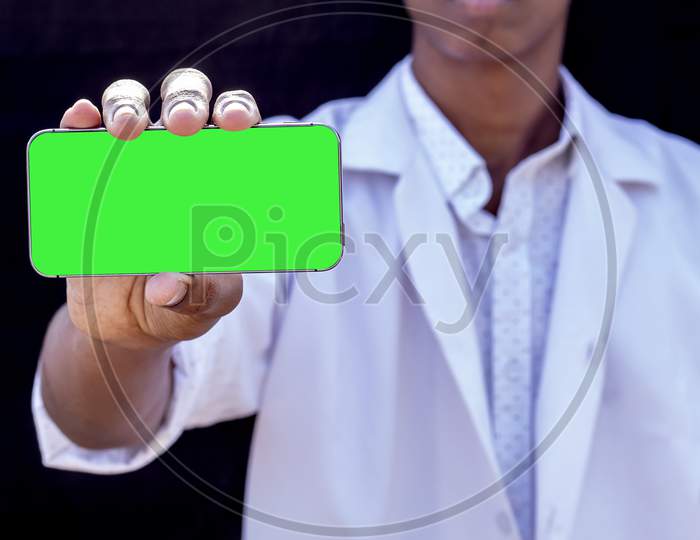 Doctor Showing Information On A Smart Phone,