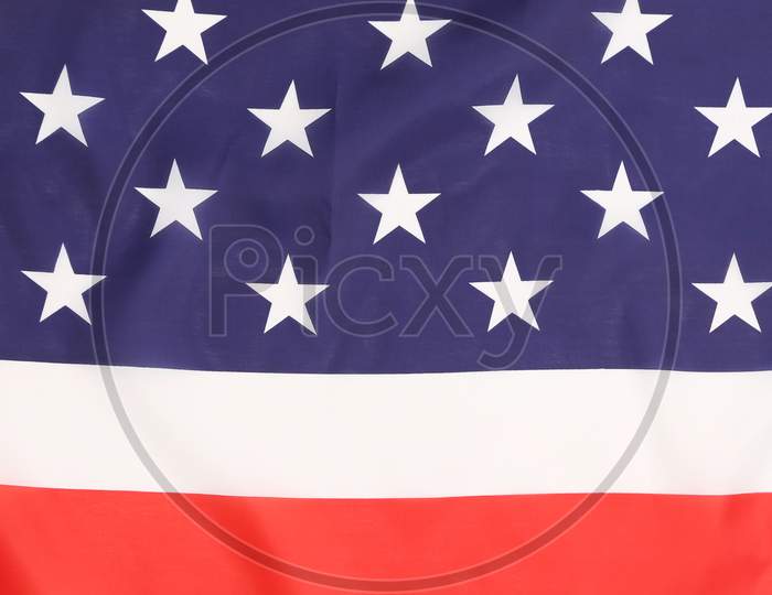Close Up Of American Flag. Whole Background.