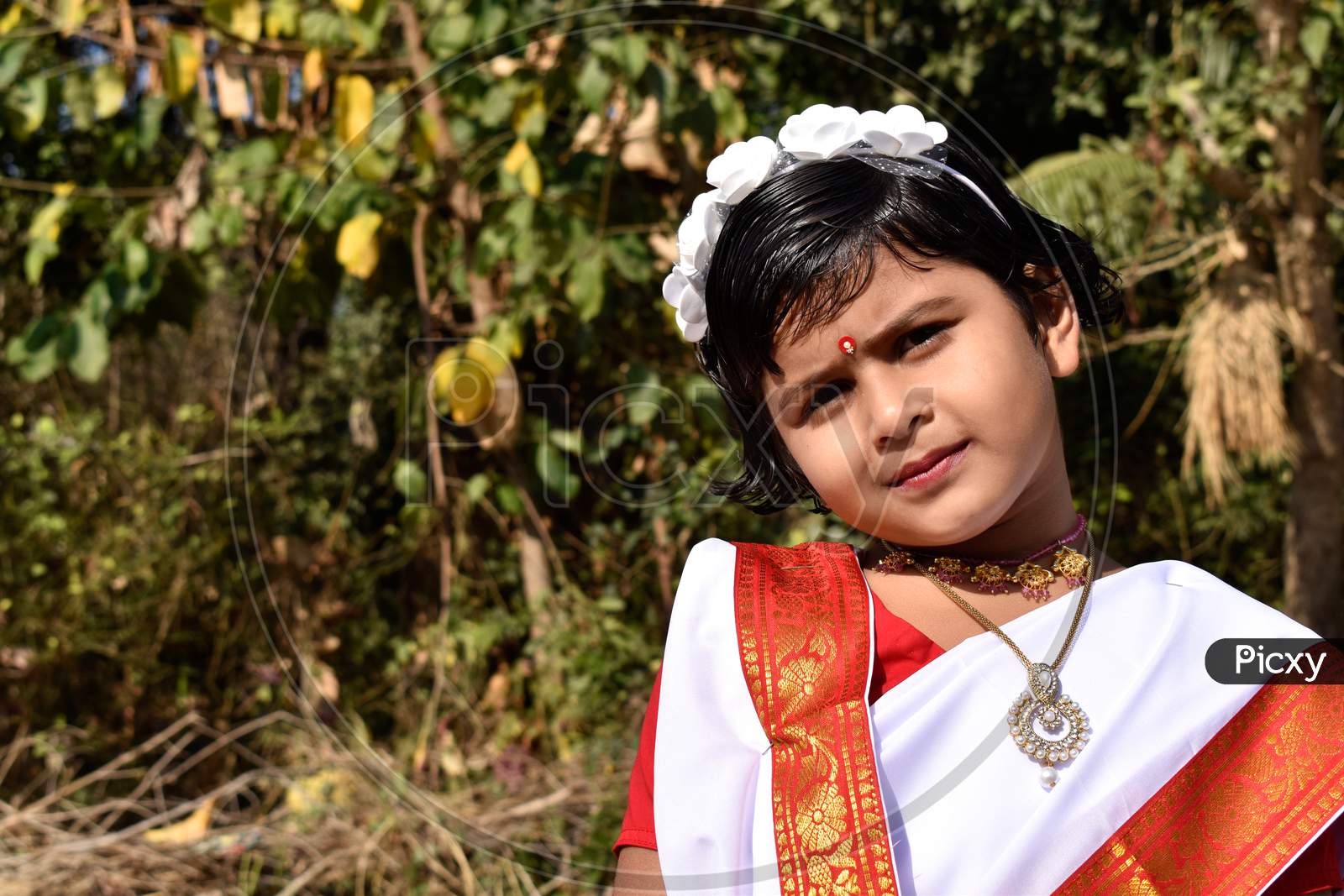 Image of A Cute Village Girl With White Dress-SF088091-Picxy