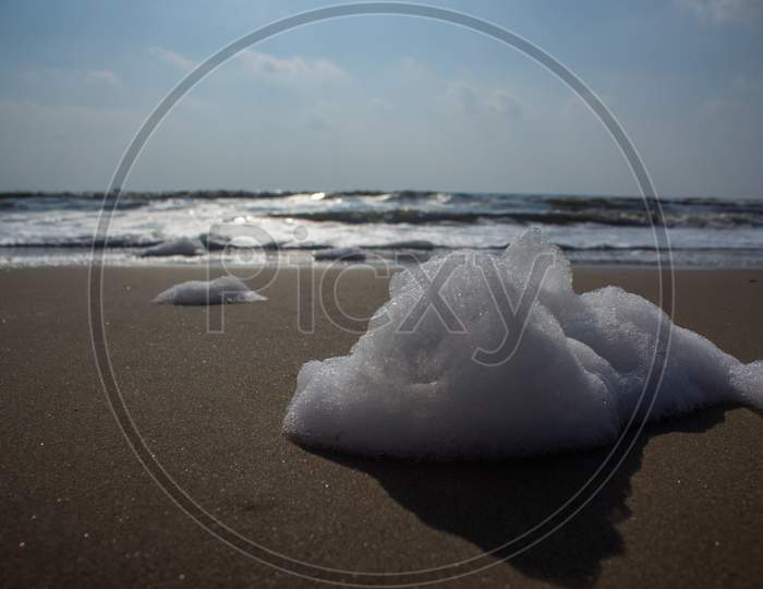 Toxin-Laced Bubbles Cause Pollution Hazard On Indian Beach. Frothy And Toxic Bubbles Cover One Of India’S Most Famous Beaches.