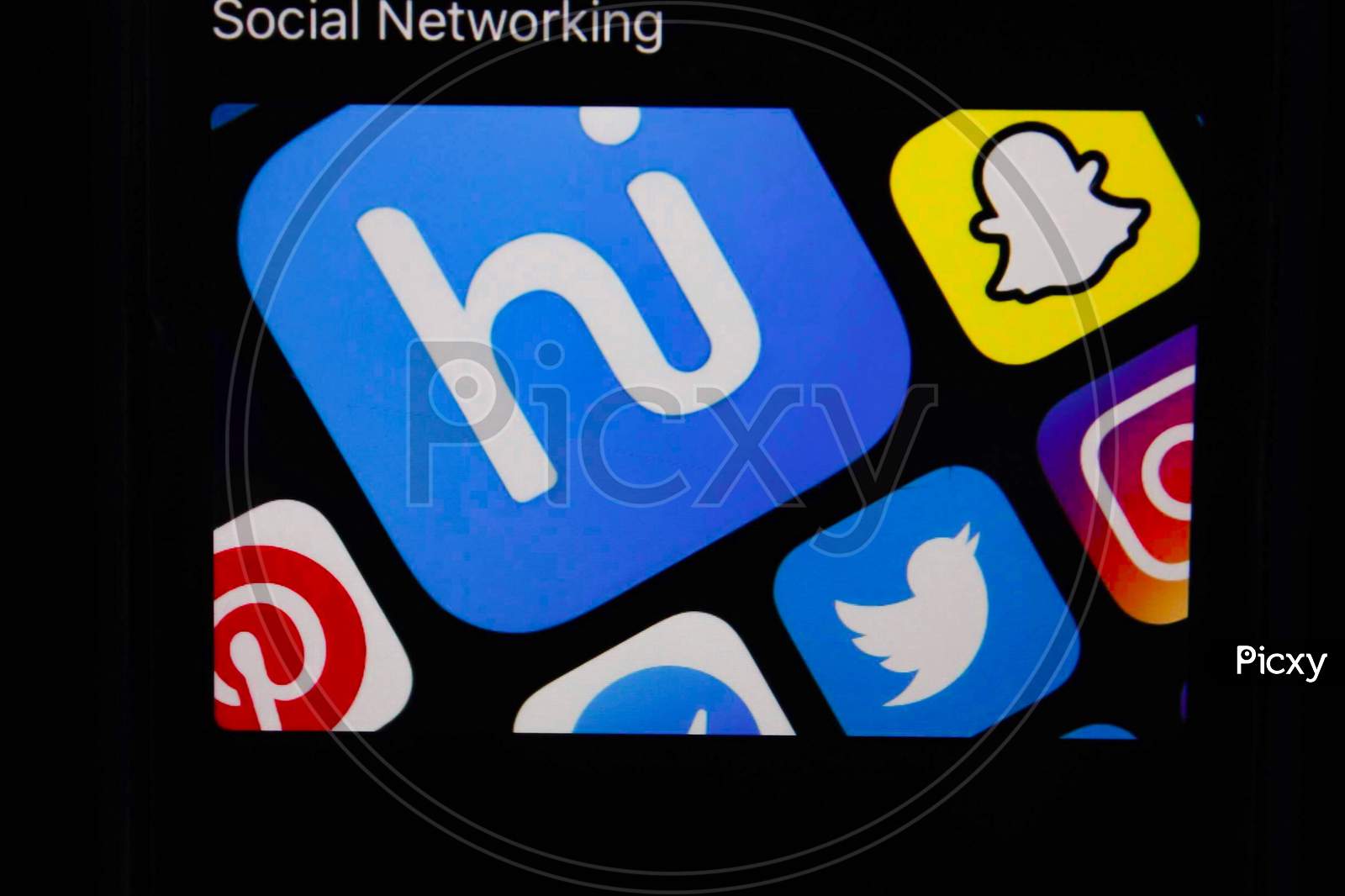 Multiple Social media icons like hike,Pinterest, Instagram,Twitter,snapchat