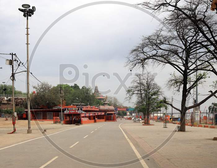 Lord Bade Hanuman Temple Closed On The Occasion of Hanuman Jayanti Festival During A 21-Day Nationwide Lockdown To Slow The Spreading Of Coronavirus Disease (Covid-19) In Prayagraj, April 8, 2020.