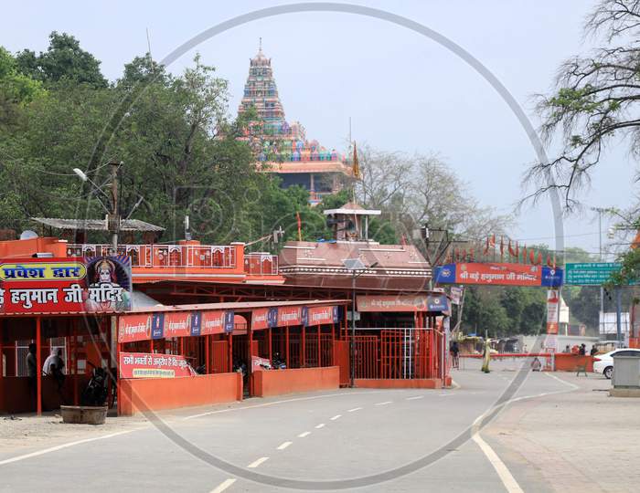 Lord Bade Hanuman Temple Closed On The Occasionof of Hanuman Jayanti Festival During A 21-Day Nationwide Lockdown To Slow The Spreading Of Coronavirus Disease (Covid-19) In Prayagraj, April 8, 2020.