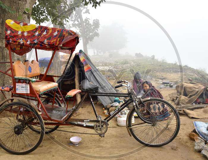 Indian Poor Families Living In Tents on Road Sides
