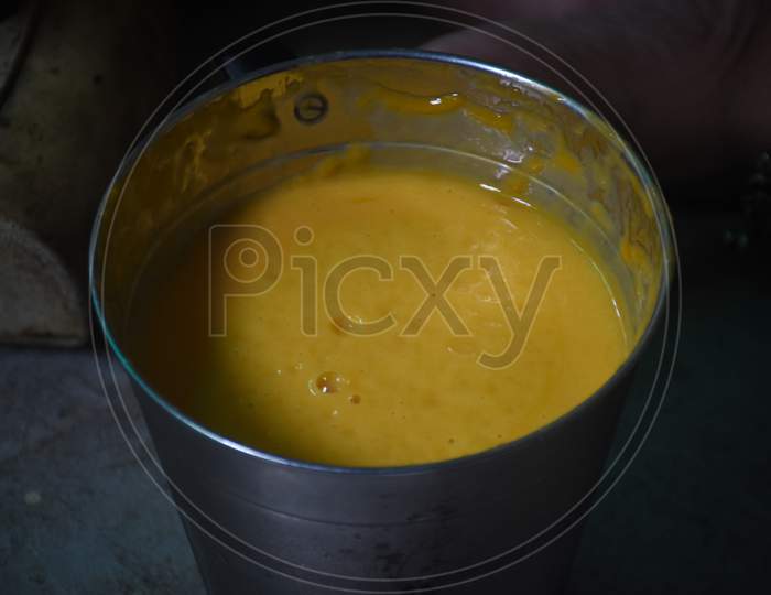 mango shake in a bowl