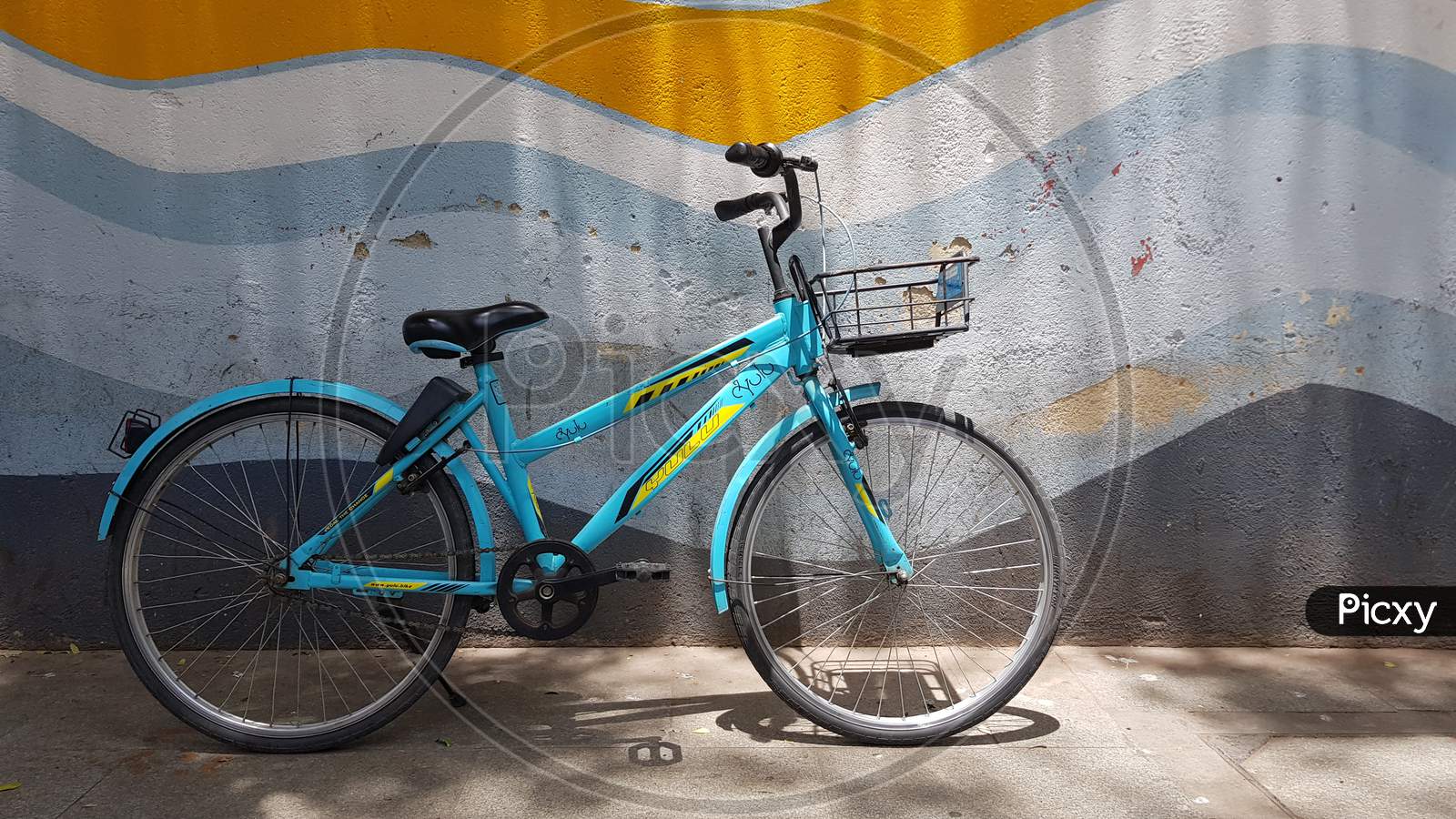 Bengaluru, Karnataka, India - November 15 2019: A rental bike/cycle parked on the footpath during day time