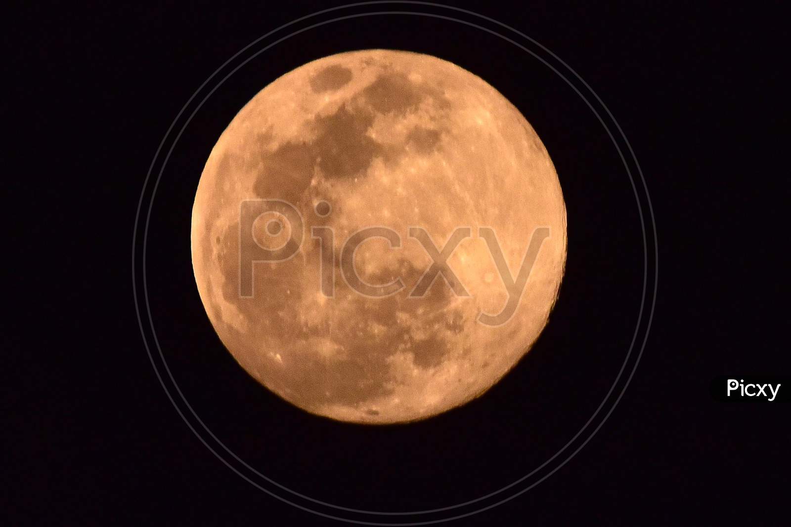 Pink Moon 2020, Full Moon Is Seen In The Sky Over  Nagaon District Of Assam on April 7,2020