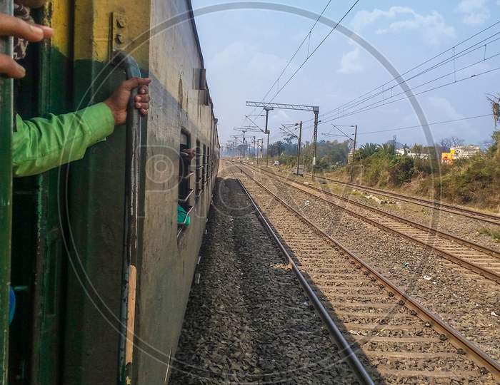 Indian local train on a journey