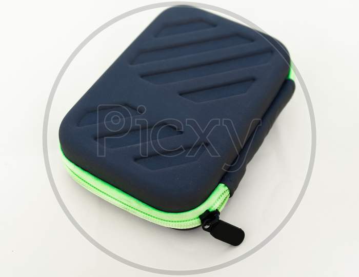Portable external hard drive carrying case.