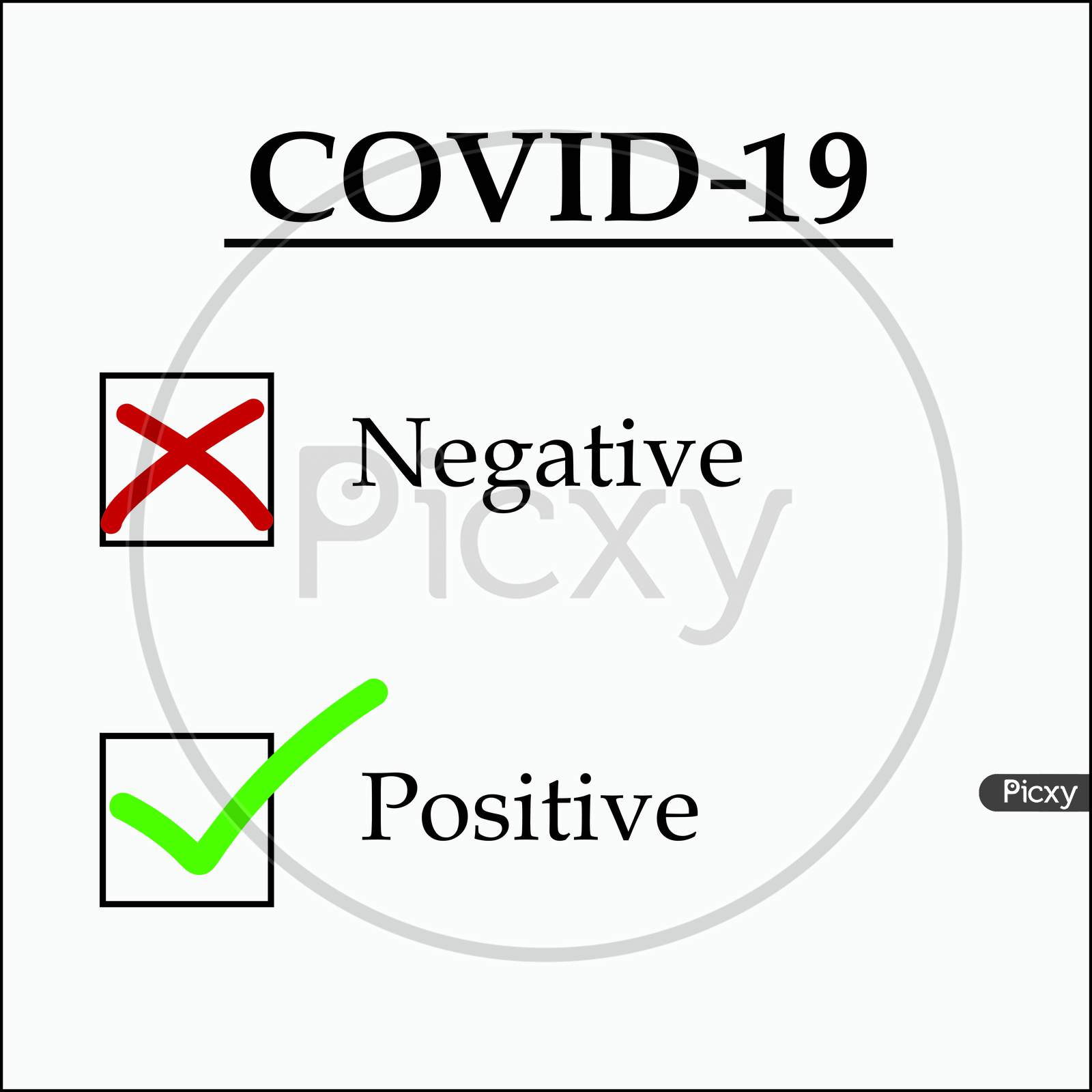 Positive result of Covid - 19 on a white background.