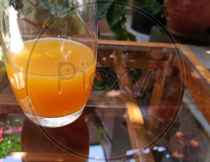orange juice on a glass