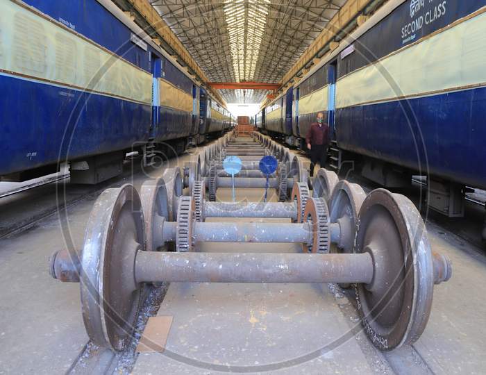 Railway Employees Prepare A Railway Coach To Be Used As Isolation Beds During A 21-Day Nationwide Lockdown To Slow The Spreading Of Coronavirus Disease (Covid-19) In Prayagraj, April 9, 2020