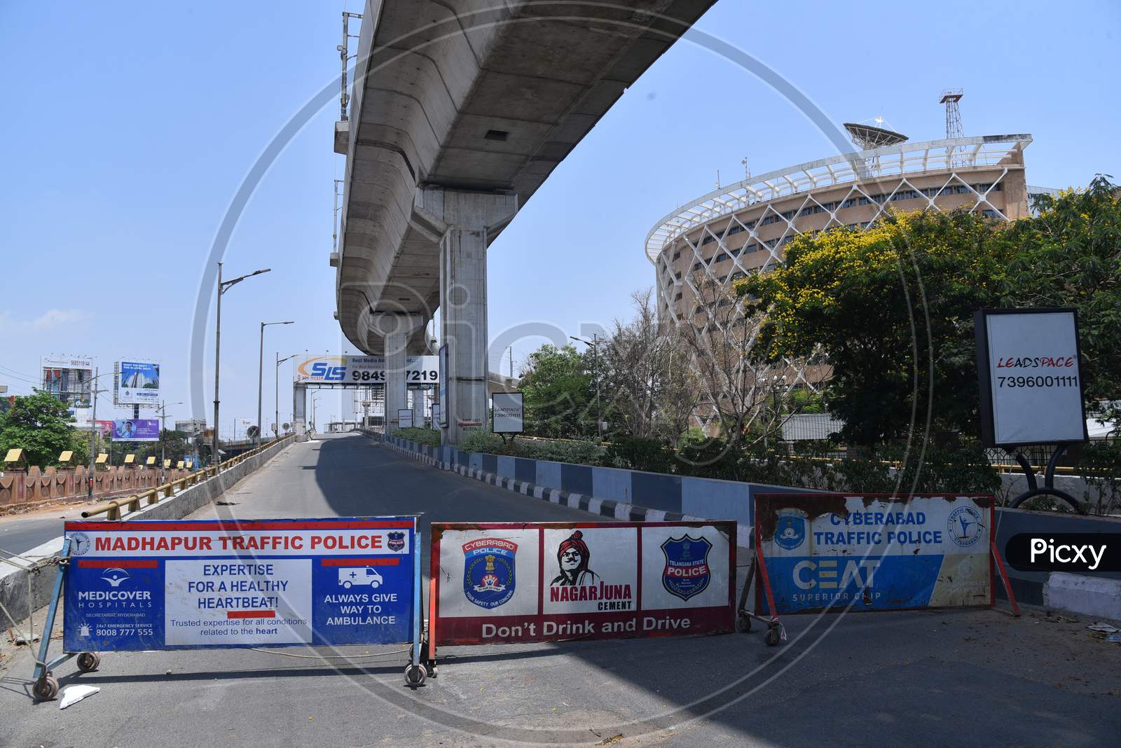 Hitech City flyover closed during nationwide lockdown amid coronavirus pandemic spread in Hyderabad, April 9,2020.