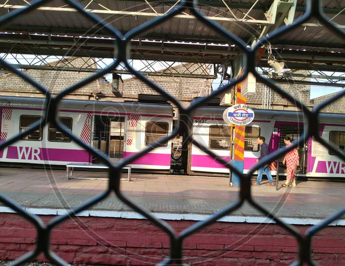 mumbai local station Through the window