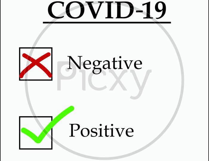 Positive result of Covid - 19 on a white background.