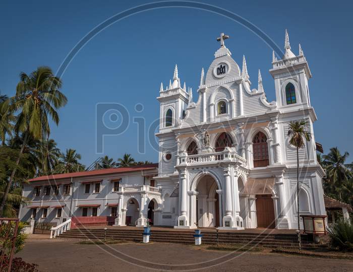 Beautiful wide angle view of St. Anthony's Church in Siolim, Goa