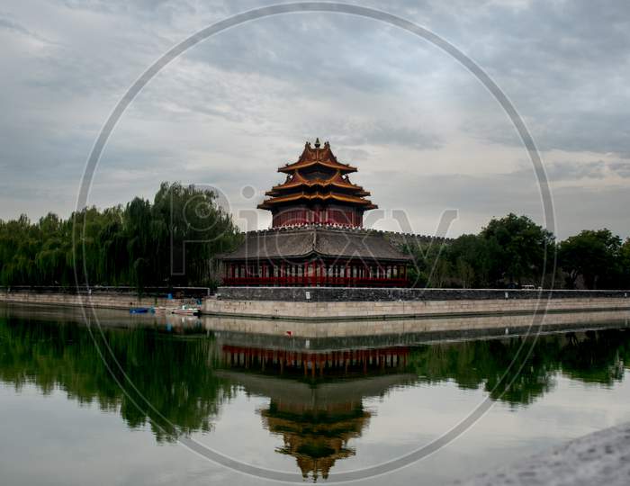 Corner Wall Of The Forbidden City At Beijing, China