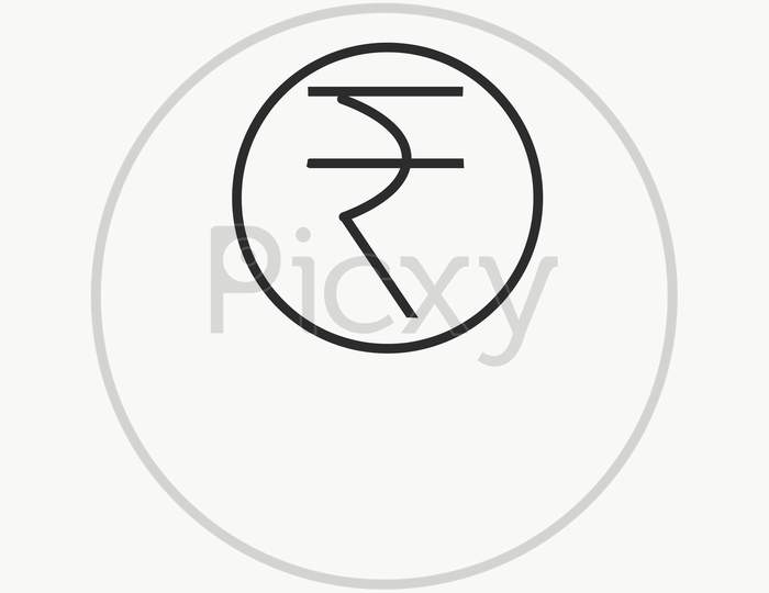 Rupee illustartion In The Circle With White Background